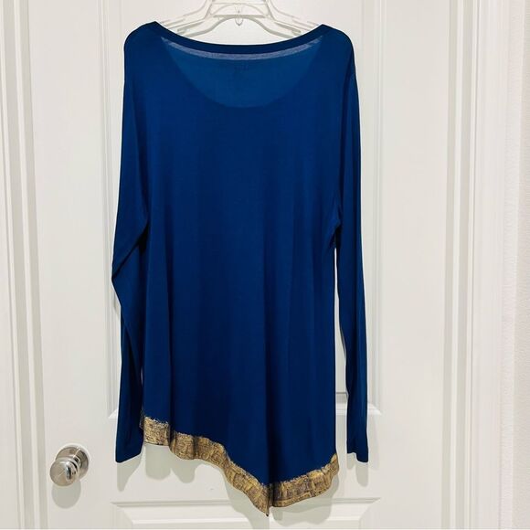 Soft Surroundings Women's Long Sleeve Tunic Asymmetrical Metallic Hem XL (18) - Picture 8 of 11